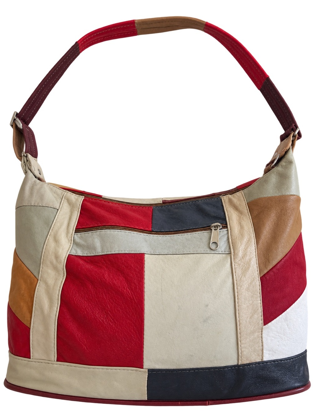 Multicolour Patchwork Hobo Shoulder Bag Boho Retro 12” x 12”